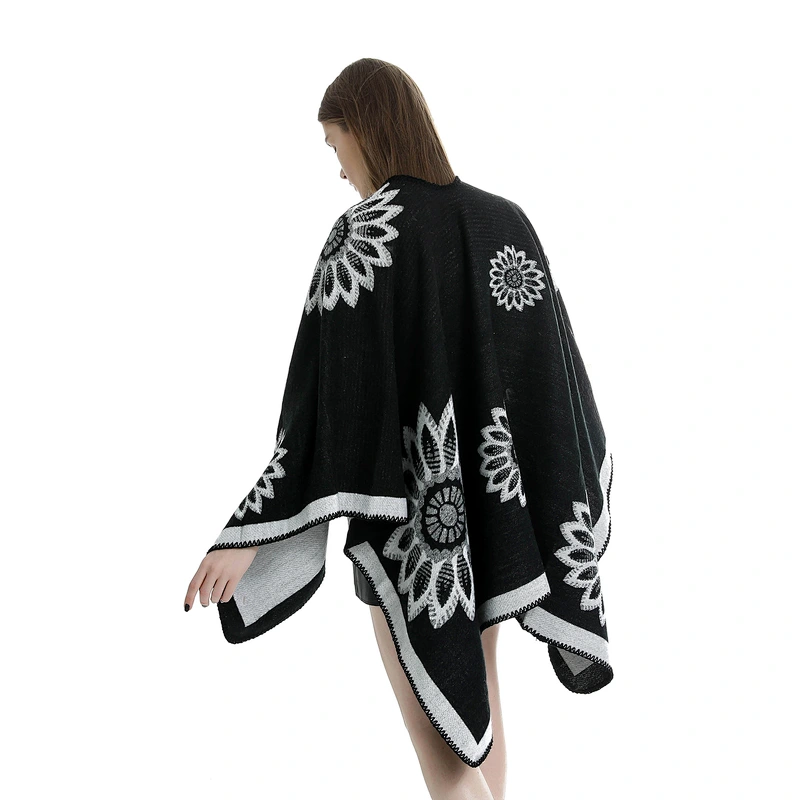 New Fashion European American Style Flower Pattern Cashmere Warm Shawl
