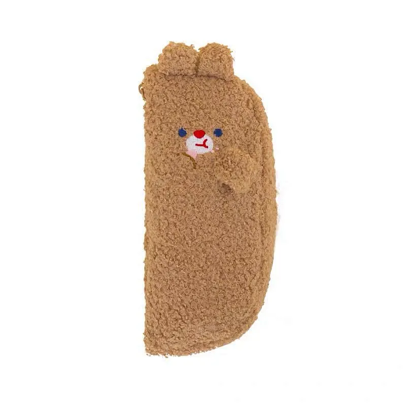 Ins Lamb Plush Cute Animal Shape Pencil Bag Pupils Stationery Storage Bag