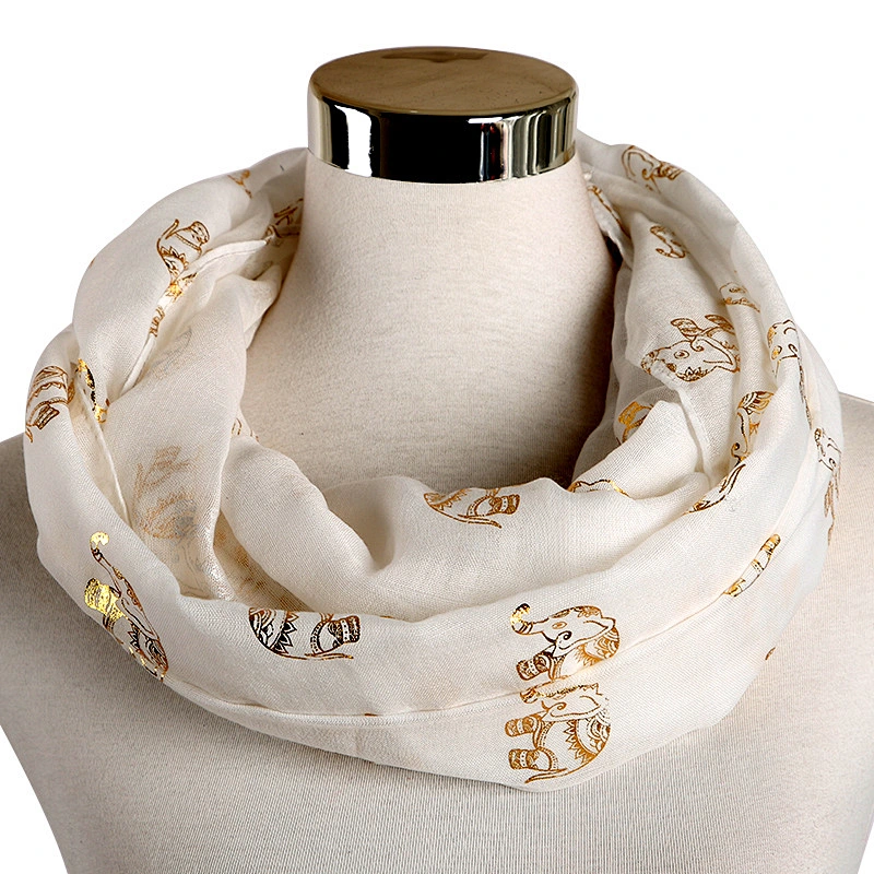 2020 Animal Hot Stamping Gold Rose Gold Elephant Pattern Polyester Scarf