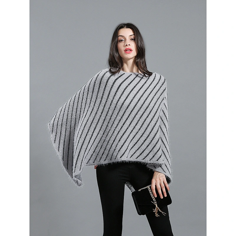 Wholesale Winter Scarf Striped Lady Travel Shawl Cashmere Ethnic Thick Cloak