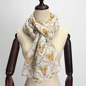 New christmas day elk cartoon printed fashion bali yarn scarf little snowman shawl