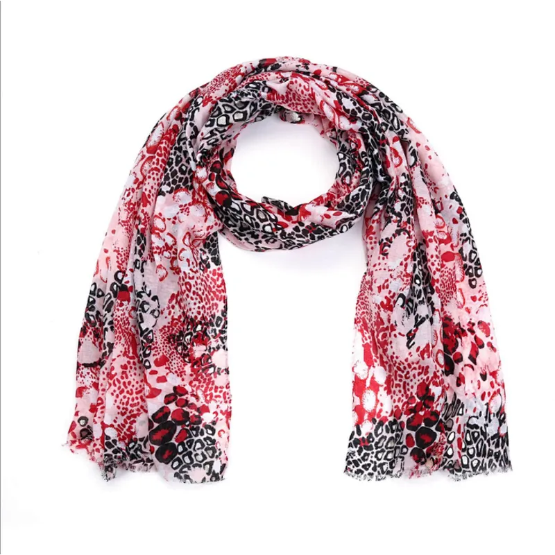 European and American leopard print with gold stamping women's scarf