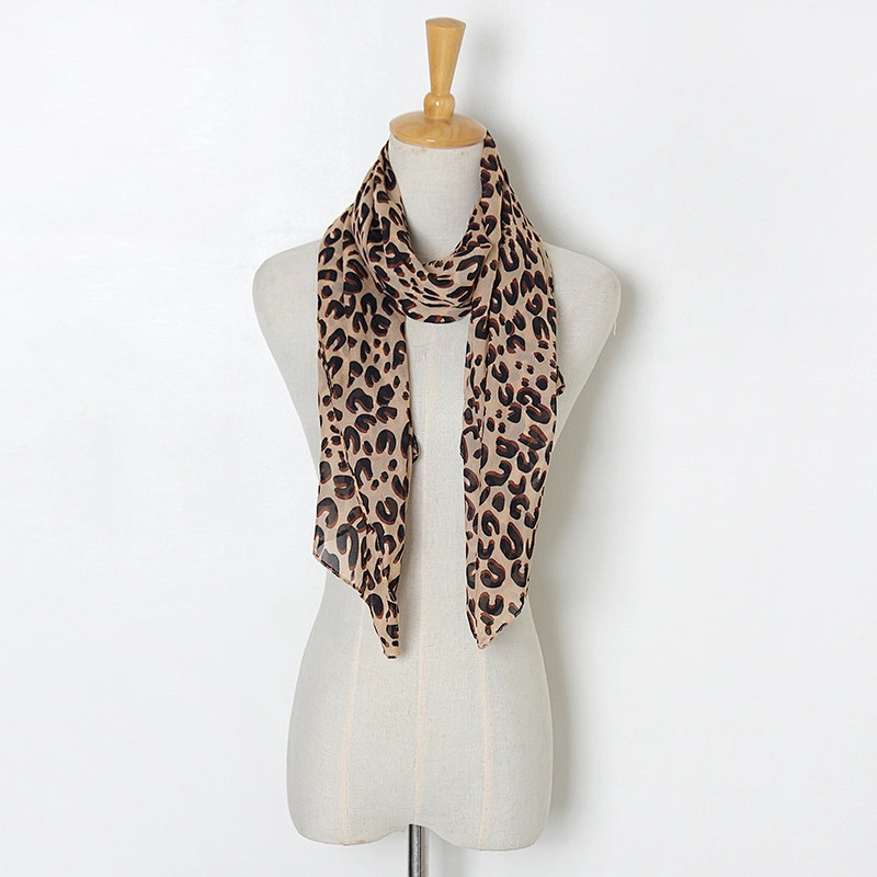 2021 New Korean Version Long Leopard Scarf European American Leopard Print Scarf Wholesale Chiffon Scarf