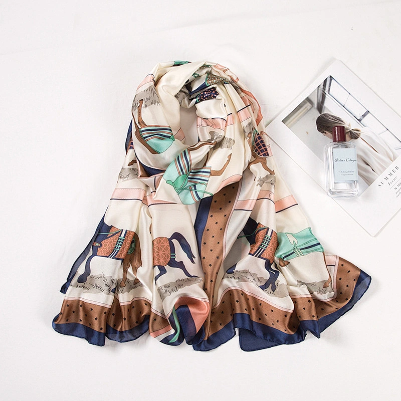 Wholesale 2020 New Style Fashion Women Designer Scarves Fresh Printed Pattern Custom Long Turkish Silk Scarf