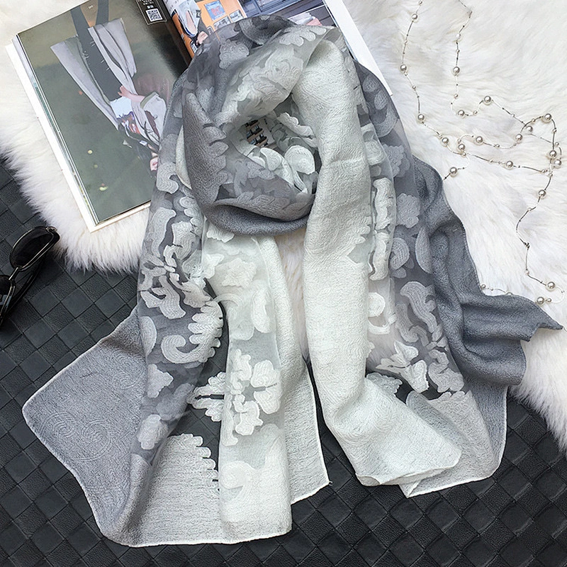 MY Cloud Jacquard Sunscreen Silk Scarf Hijab Scarfs Summer Lady Shawl Beach Cover-ups Scarves Wraps