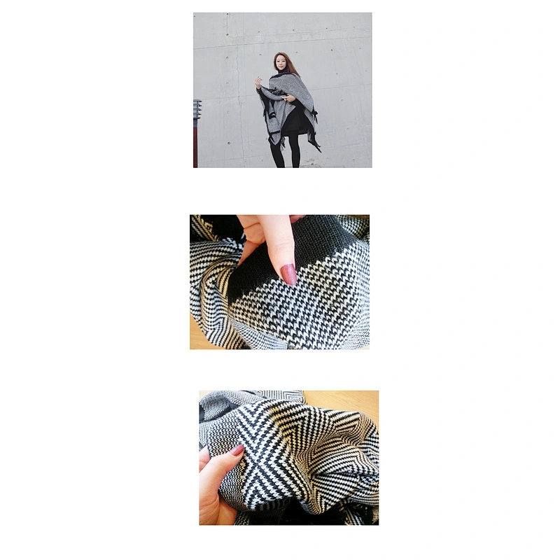 Ladies Shawls Autumn Winter New Cashmere Scarf Korean Style Wild Hooded Cloak Thick Coat Shawl