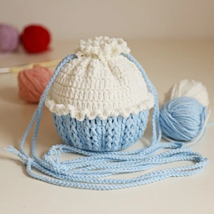 Crochet Braid Cotton Rope Drawstring Shoulder Bag Handmade Cake Shape Beach Straw Crossbody Bag
