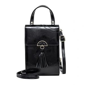 2020 Fashion Ladies Tassel Oil Wax Leather Crossbody Bag All-Match One Shoulder Mobile Phone Bag