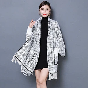New Style Shawl Scarf Tassel With Sleeve Mink Velvet Thick Cloak Red Cheongsam Wedding Outer Coat Women Shawls