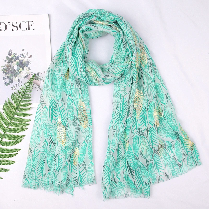 New cotton and linen female beach towel wild long section lengthened sun shawl feather printed scarf
