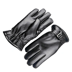 Man PU Leather Winter Cycling Leather Gloves Windproof Outdoor Cycling Motorcycle Thickened Wool Gloves