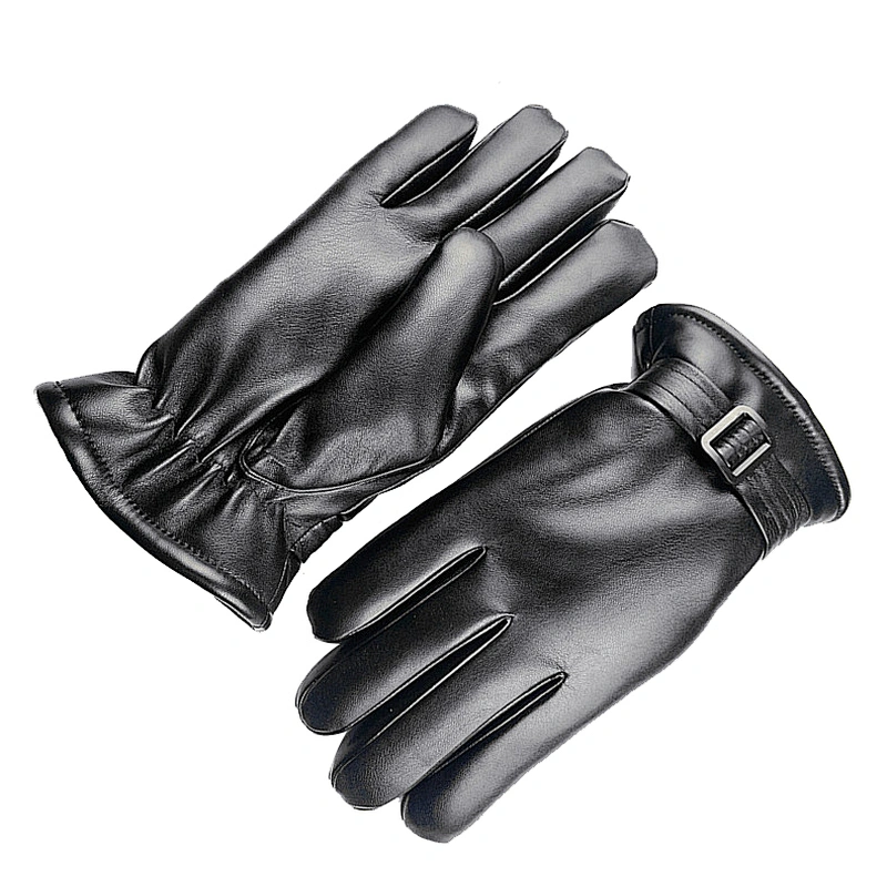 Man PU Leather Winter Cycling Leather Gloves Windproof Outdoor Cycling Motorcycle Thickened Wool Gloves