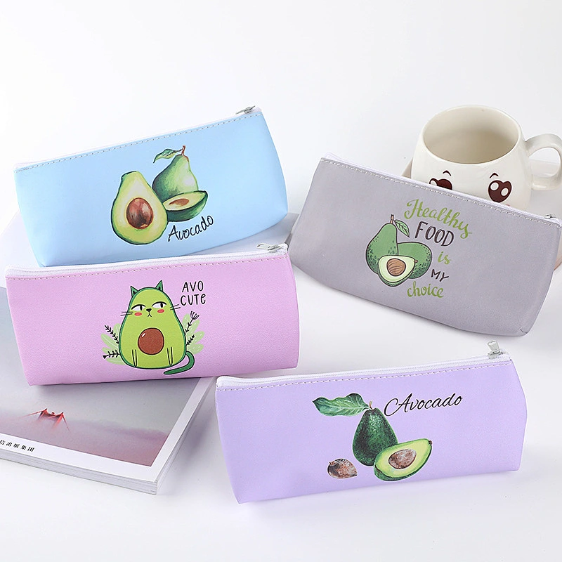 Customized Korean Cartoon PU Avocado Pencil Case Cute Creative Stationery Bag Pencil Case