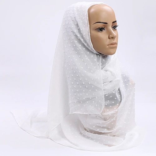 New Jacquard Three-Dimensional Plum Dot Chiffon Malaysia Scarf Indonesia Solid Color Pearl Chiffon Hijab Scarf For Women