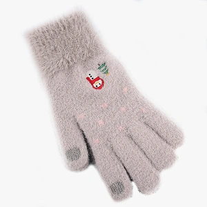 2020 Wholesale New Style Knitted Gloves Women Winter Thickened Warmth Mink Wool Christmas Touch Screen Gloves