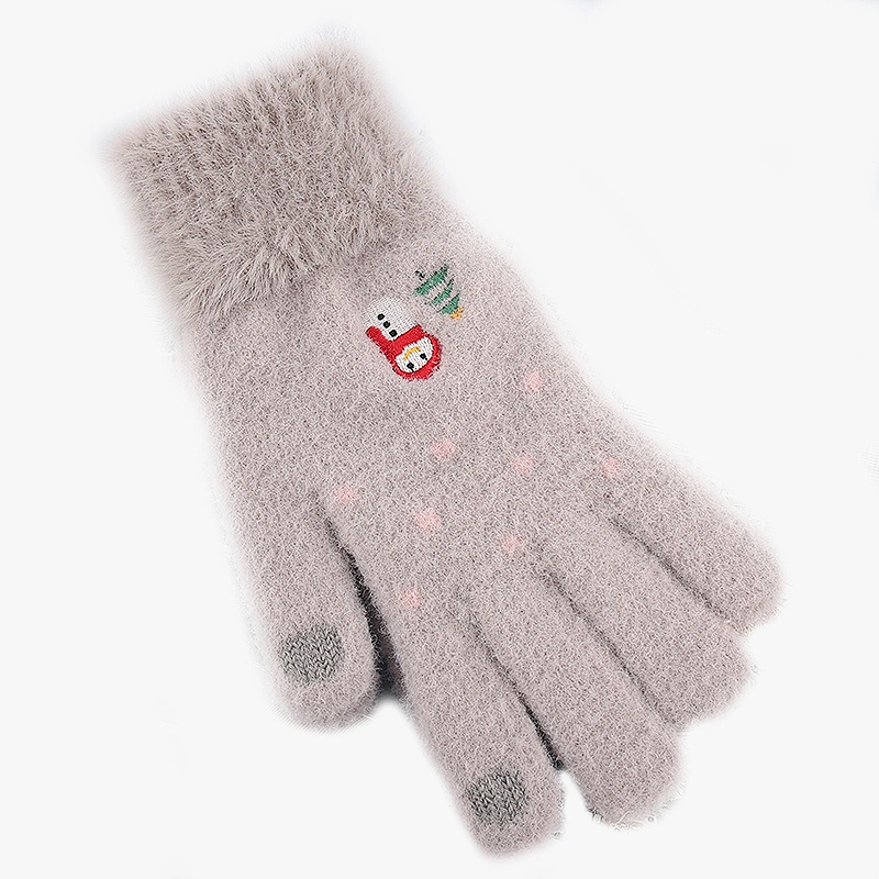 2020 Wholesale New Style Knitted Gloves Women Winter Thickened Warmth Mink Wool Christmas Touch Screen Gloves