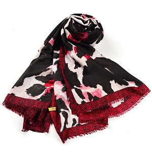 Autumn new cotton leopard print scarf female thick section decorative printing tassel sunscreen shawl scarf