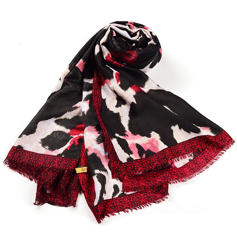 Autumn new cotton leopard print scarf female thick section decorative printing tassel sunscreen shawl scarf