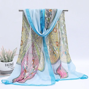 2020 new tide chiffon shawl floral printing scarves ladies sunscreen beach towel shawl scarf