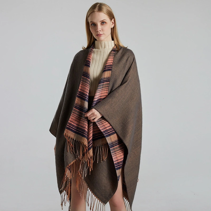 Factory Direct Scottish Classic Color Plaid Shawl Cloak Cashmere Tassels Thick Warm Shawl