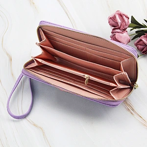 2020 New Design Colorful High Quality Plain Waterproof Ladies Clutch Purse Custom PU Zipper Wallet Women