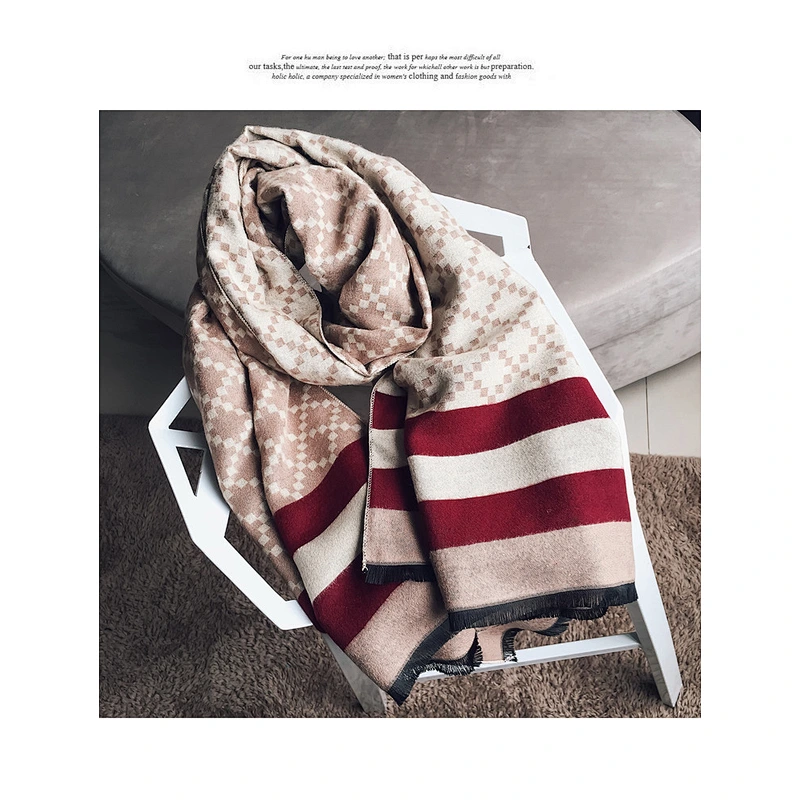 Lady Cashmere Scarf Plaid Shawl Women Pashmina Scarf Shawl Warm Cashmere Plaid Air Conditioning Shawl
