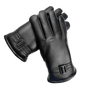 Man PU Leather Winter Cycling Leather Gloves Windproof Outdoor Cycling Motorcycle Thickened Wool Gloves