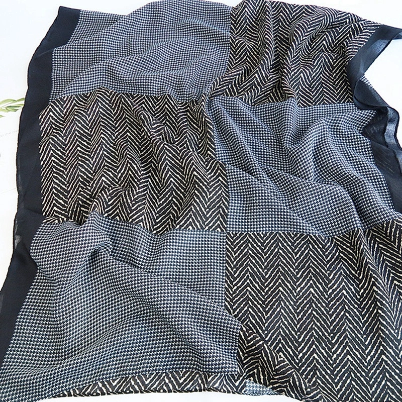 2020 Korean Version Autumn New Printed Scarf Geometric Plaid Long Cotton And Linen Medium Thick Shawl Scarf