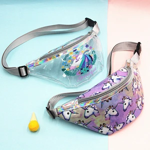 Fashion Women Unicorn Belt Bum Bag Girls Waterproof Transparent Clear Fanny Pack Pvc Waist Bag