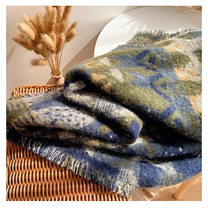 Super Long Shawl Female Autumn Winter Warm Bohemian Scarf Double-Sided Tassel Dual-Use Thick Woolen Scarf