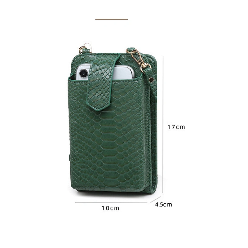 Fashion embossed crocodile leather cell phone crossbody bag wallet mobile phone bags cases