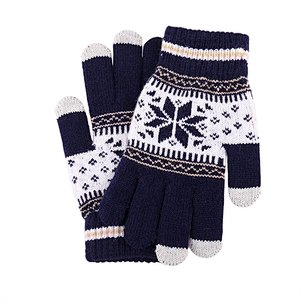New Style Knitted Wool Snowflake Touch Screen Gloves Men Women Autumn Winter Warm Gloves Wholesale