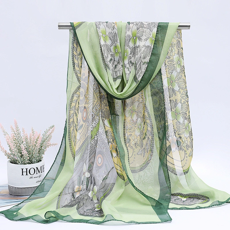2020 new tide chiffon shawl floral printing scarves ladies sunscreen beach towel shawl scarf