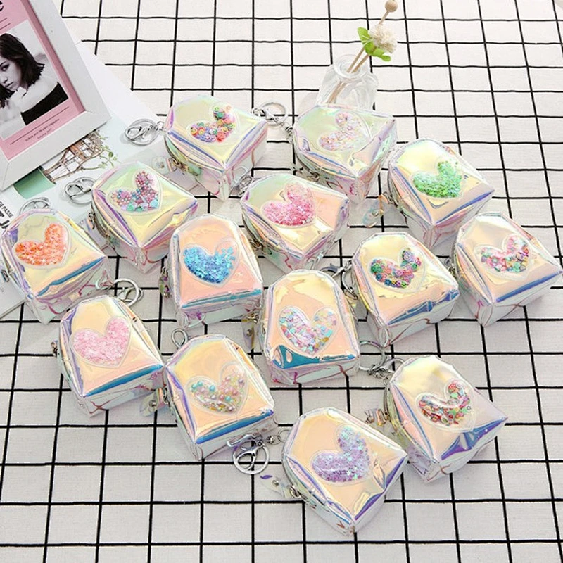 Hot sale laser love coin purse creative mini lady backpack zipper coin purse factory wholesale