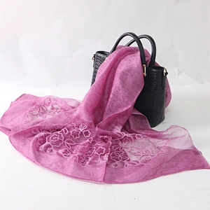 Outdoor indoor dual-use embroidered fashion soft scarf shawl woman acrylic shawl embroidery designs