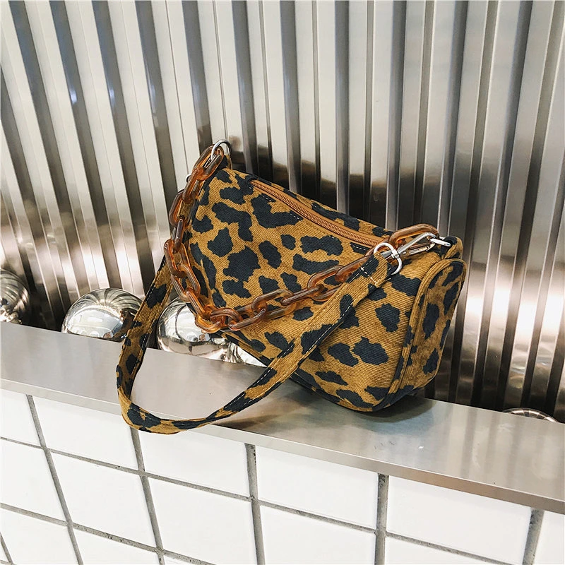 New Popular Bag Fashion All-Match Texture Animal Print Shoulder Bag Western Style Leopard Print Underarm Shoulder Bag