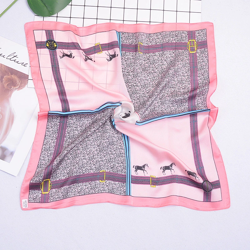2020 Spring New Style Small Square Scarf Silk Section Retro Ins Art Korean Decorative Small Scarf For Female
