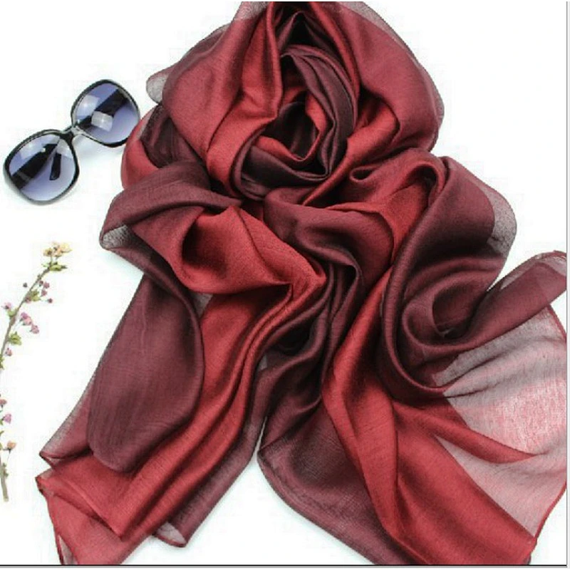 New silkworm silk gradient scarf silk cotton long scarf shawl female spring and autumn scarf
