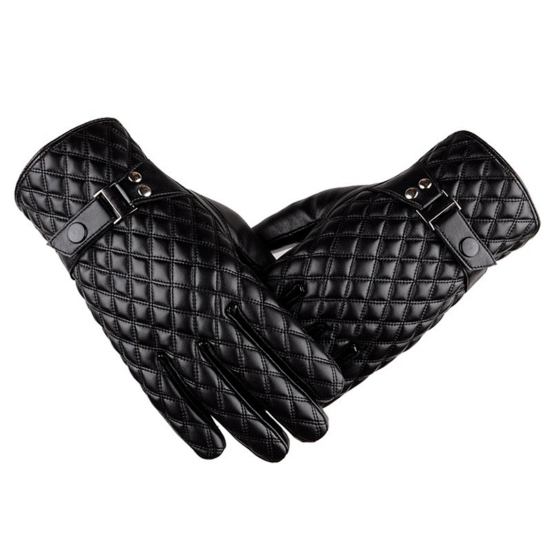 Wholesale Winter Cold Proof Full Finger Warm Touch Screen Glove Black Leather Gloves For Men