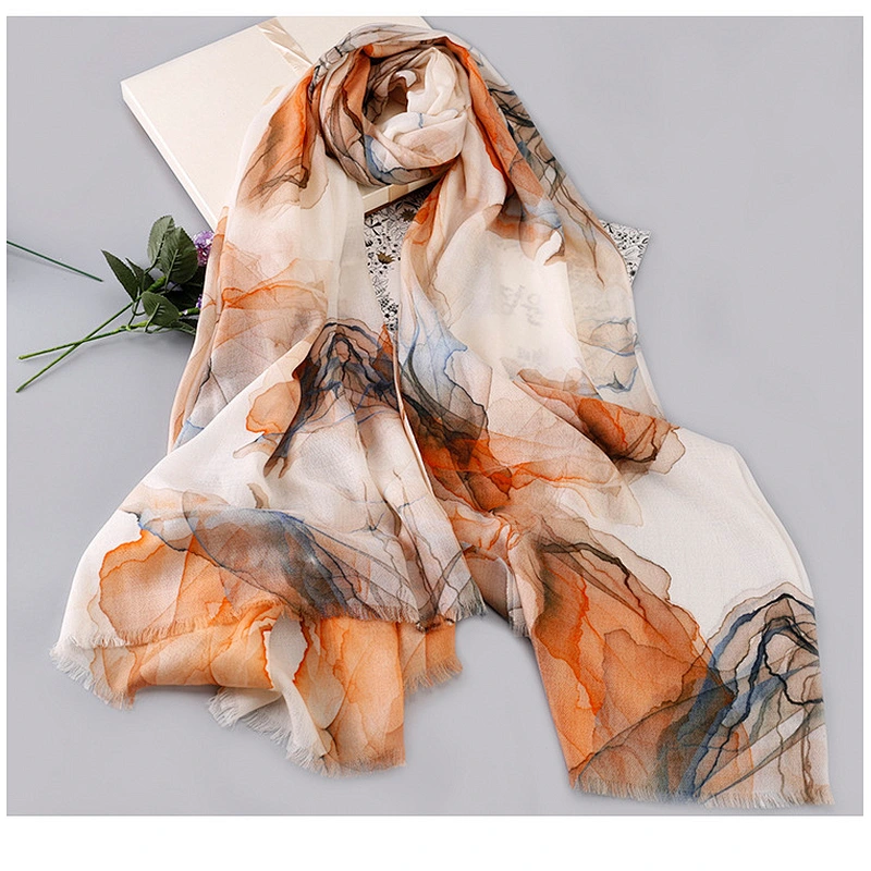 Fashion cashmere temperament wild plant flower lady shawl cashmere warm scarf