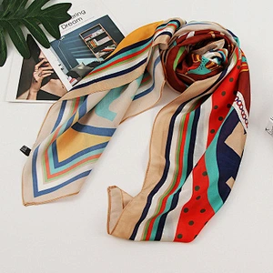 Wholesale 90cm new silk satin dual-use warm scarf printed sunscreen shawl for women