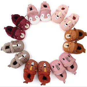 Winter Children Home Slippers Kids Baby Cartoon Animals Shoes Girls Plush Warm Slippers Boys Indoor Slippers