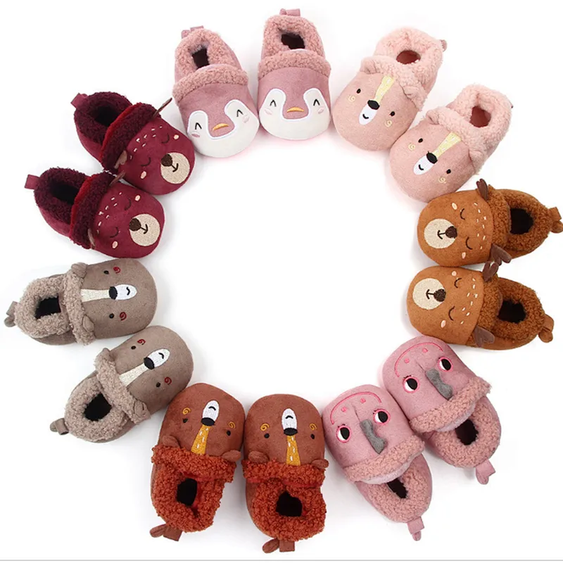 Winter Children Home Slippers Kids Baby Cartoon Animals Shoes Girls Plush Warm Slippers Boys Indoor Slippers