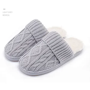 Male Autumn Winter Thick-Soled Cotton Slippers Female Home Couple Household Woolen Yarn Indoor Warm Cotton Slippers