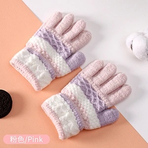 Factory Direct Baby Gloves Cute Stripes Children Winter Kindergarten Children'S Warm Knitted Gloves