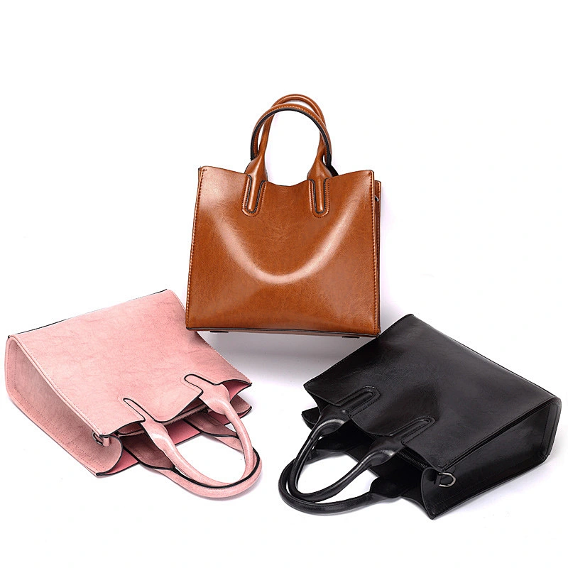 Oil Wax Leather Luxury Handbag Designer Lady Vintage Leather Handbag