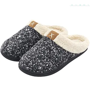 OEM Custom Logo House Women Men Winter Plush Warm Home Indoor Memory Foam Slippers