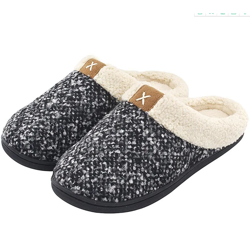 OEM Custom Logo House Women Men Winter Plush Warm Home Indoor Memory Foam Slippers