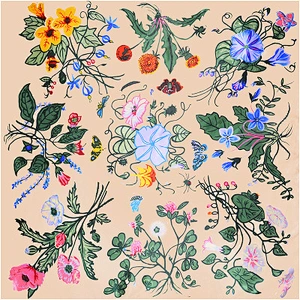 Hot sale wholesale large square scarf flowerprint silk scarf 90x90 square ladies scarf shawl