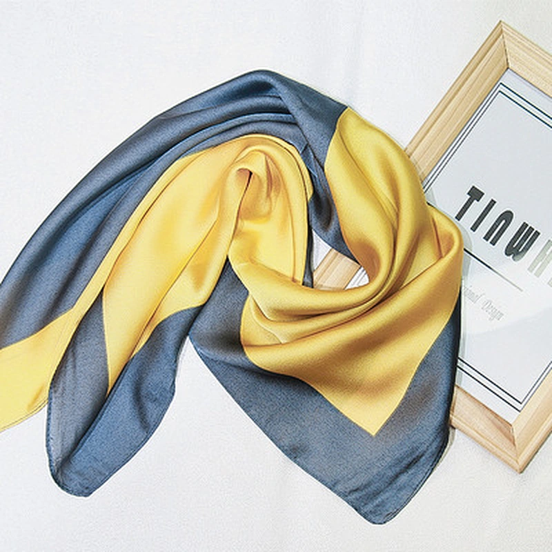 Factory direct sales colorblock professional flight attendant silk scarf large silk printed ladies neck square scarf
